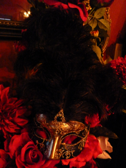 べネチアンマスク　仮面　　ゴシック　アイマスク◆Center feather　ゴールド＆ブラック