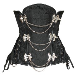 22インチ・アンダーバストコルセット　スチームパンク・ゴシック・ビクトリアン・ Black Side-laced