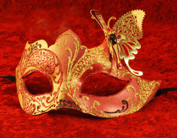 ベネチアンマスク Colombina Barocco Gold ベネチア仮面バロック調マスク：Leone Alato