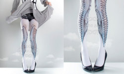 プリントタイツ☆エリザベスコルセット柄タイツ☆Elizabeth corset Tights