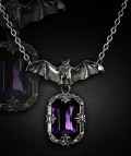 蝙蝠　NIGHT WHISPER　ゴシックペンダント　紫石