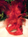 べネチアンマスク　仮面　　ゴシック　アイマスク◆Center feather　red