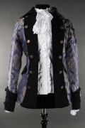 女性用　海賊ジャケット☆中世貴族漂うゴージャスなゴシックベルサイユジャケット・Blue Royal Female Pirate Jacket
