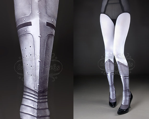 プリントタイツ☆甲冑タイツ☩戦士の女王Warrior Princess　Tights☆white full