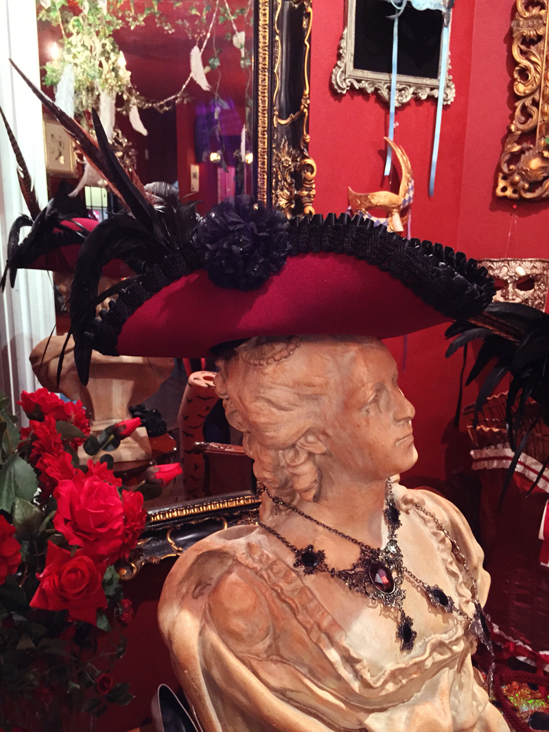 Bloody Roseオリジナル トリコーン帽子 トリコーン ストローハット ボルドー海賊帽子