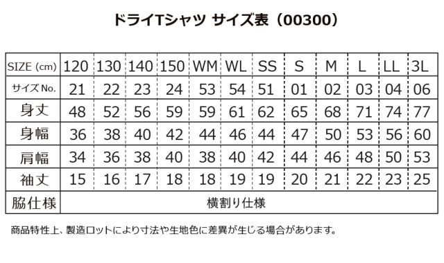 ３００ドライTシャツ