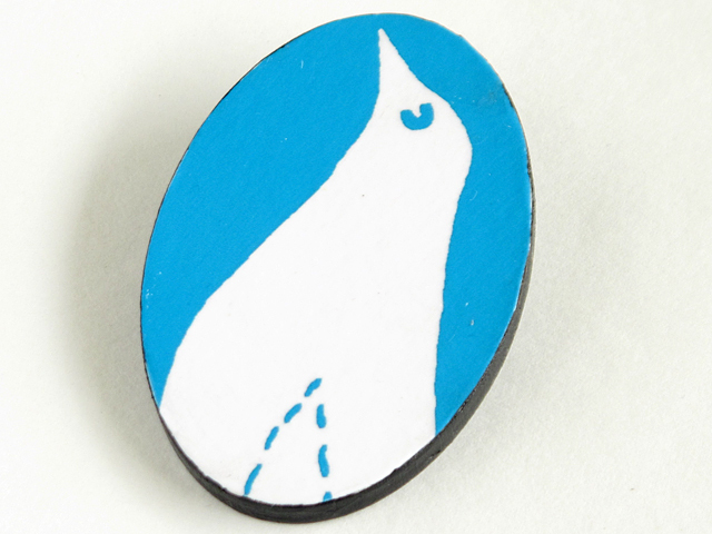 鳥　ブローチ　ターコイズ