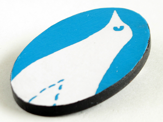 鳥　ブローチ　ターコイズ