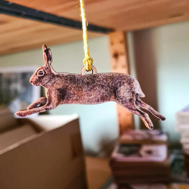 ランニング 野うさぎ 木製メッセージカード 木のタグ