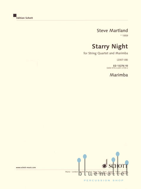 Martland , Steve - Starry Night for String Quartet and Marimba (パート譜のみ)