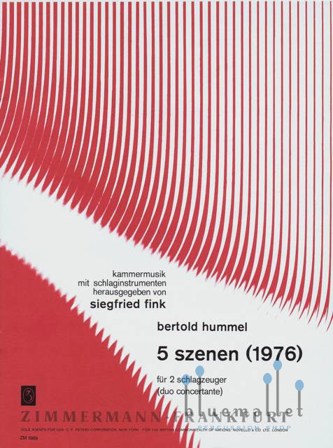 Hummel , Bertold - 5 Szenen fur 2 Schlagzeuger (スコアのみ) (特価品)