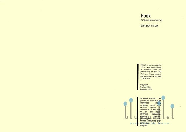 Fitkin , Graham - Hook for Percussion Quartet (スコア・パート譜セット)