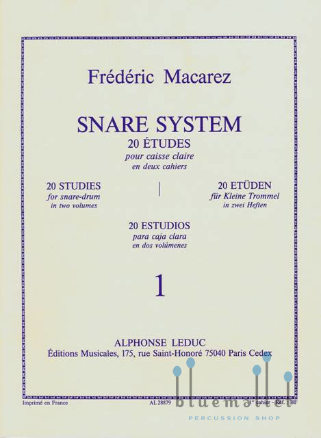 Macarez , Frederic - Snare System  20 Etudes pour Caisse Claire I