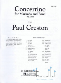 Creston , Paul - Concertino for Marimba and Band (吹奏楽伴奏版 / スコアのみ)