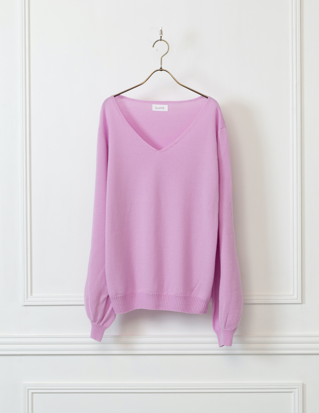 ドゥロワー ラベンダー 長袖ニット　1 ロングスリーブVネックニット/ラベンダー