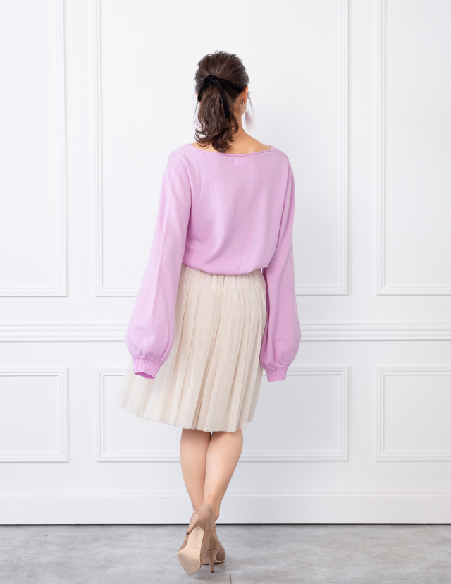 ドゥロワー ラベンダー 長袖ニット　1 ロングスリーブVネックニット/ラベンダー