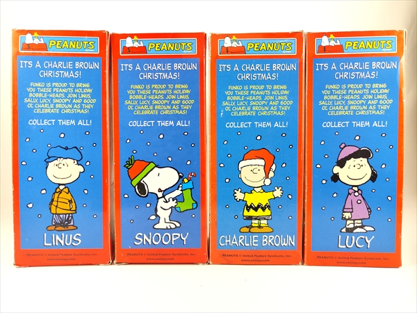 スヌーピー FUNKO 首振り人形フィギュアクリスマスバージョン　バブルヘッド 箱傷】 スヌーピー クリスマス 4体セット [PEANUTS(ピーナッツ
