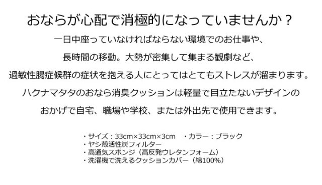ハクナマタタ消臭クッションとおならフィルター