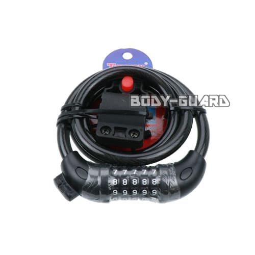 盗難防止　ワイヤーロック　ダイヤル式　5桁　ブラック