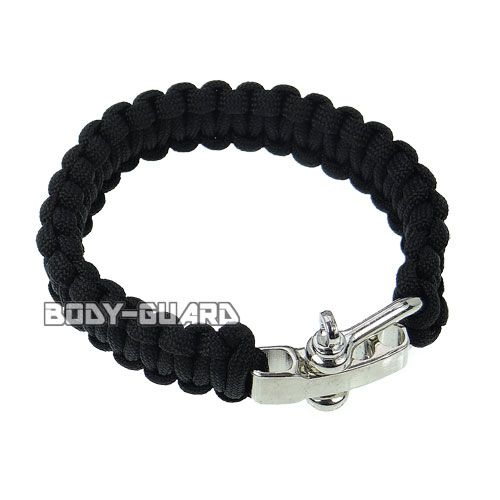 パラコードブレスレット　ブラック　金属フック【ゆうパケット送料無料】