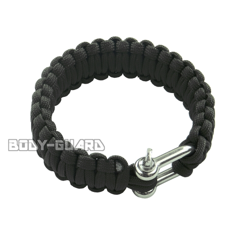 パラコードブレスレット　ブラック　D金具タイプ【ゆうパケット送料無料】