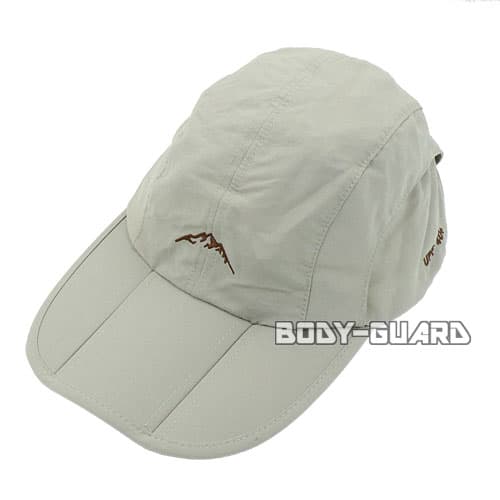 アウトドア　折りたたみ式キャップ　UPF40+　ライトグレー