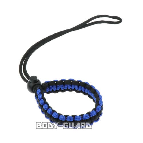 カメラ用　パラコードハンドストラップ　ブラック×ブルー【ゆうパケット送料無料】