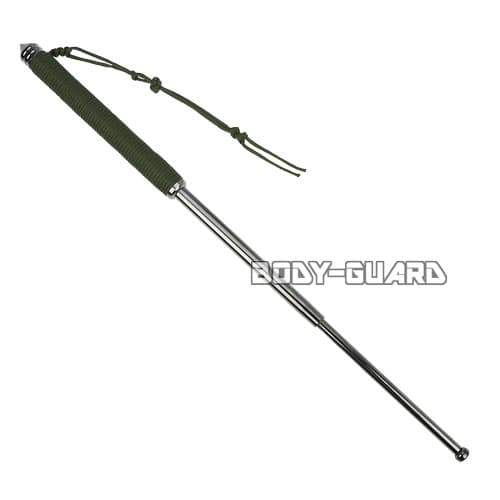 ガラス割り付　スチール警棒　「カーキ」紐巻きグリップ　26