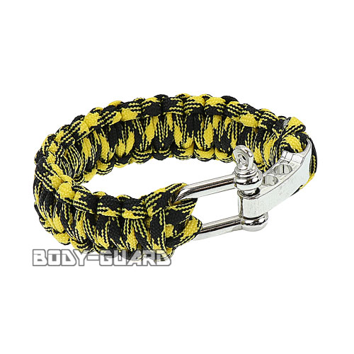 パラコードブレスレット　D金具タイプ　イエロー×ブラック【ゆうパケット送料無料】