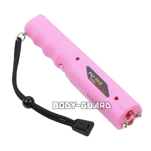 【ZAP】スティック型　ライト付80万ボルトスタンガン　ピンク★