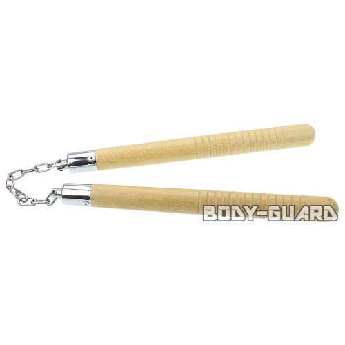 木製ヌンチャク　アイボリー　滑り止め加工