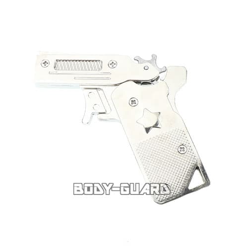 折りたたみ式　メタリック　ゴム銃　シルバー