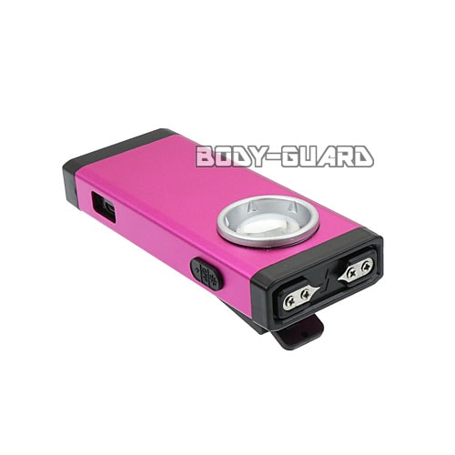 小型スタンガン　クリップ付き　充電式　ピンク