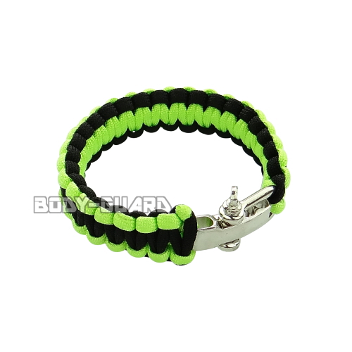 パラコードブレスレッド　グリーン・ブラック　金属フック【ゆうパケット送料無料】