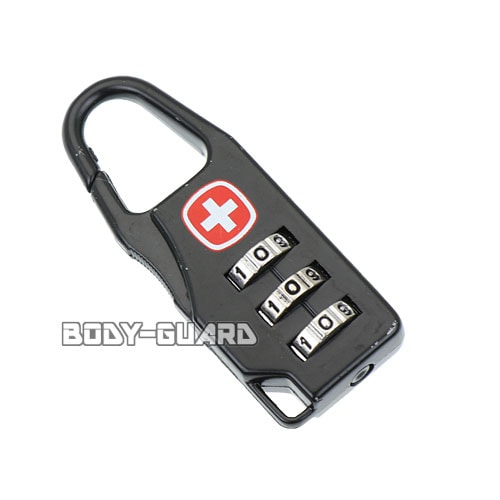 ダイヤルロック式　カラビナ錠　フロントロック　タイプ2　ブラック【ゆうパケット送料無料】