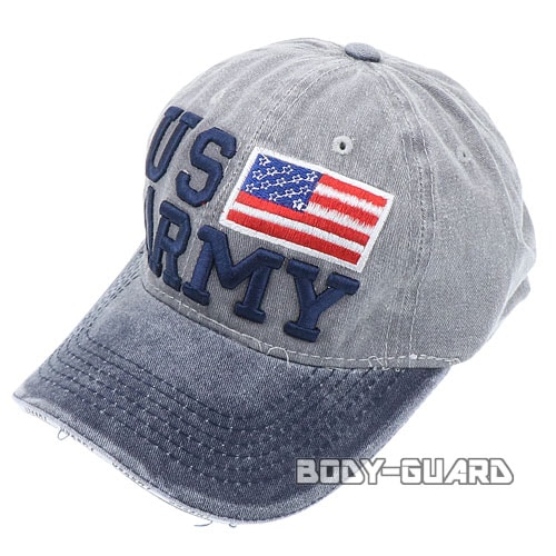 USARMY　国旗付き　キャップ　ネイビー×グレー