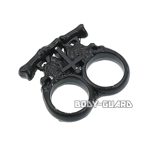 Wフィンガー　ナックル　十字架ドクロ　ブラック【ゆうパケット送料無料】