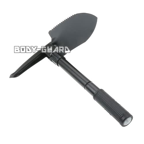 ミリタリー三つ折りスチールシャベル　タイプ1　ブラック