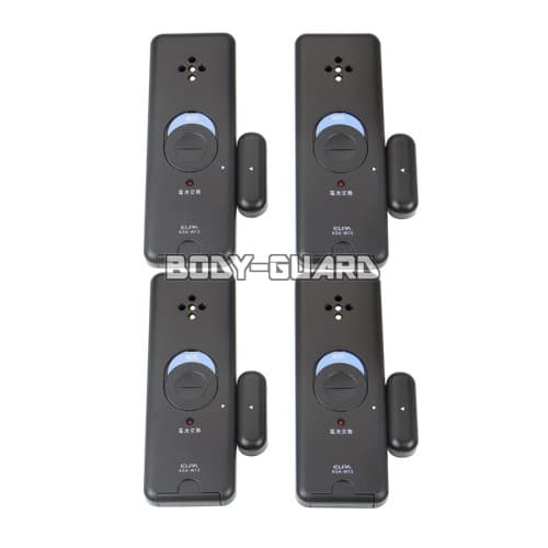 侵入対策　窓ピタッアラーム　衝撃&開放検知　4個セット　ダークブラウン　ASA-W13-N4P