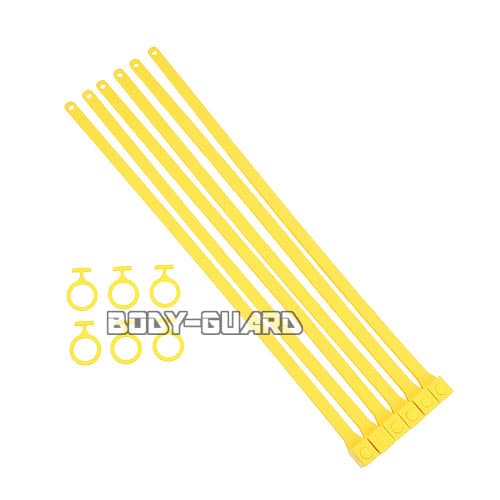 ASP社製　ミリタリーナイロンハンドカフ トライフォールド　イエロー　6本セット　　