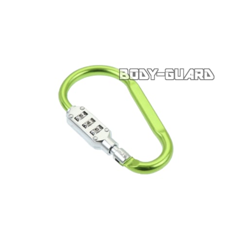 ダイヤルロック付きカラビナ　タイプ1　ライトグリーン【ゆうパケット送料無料】