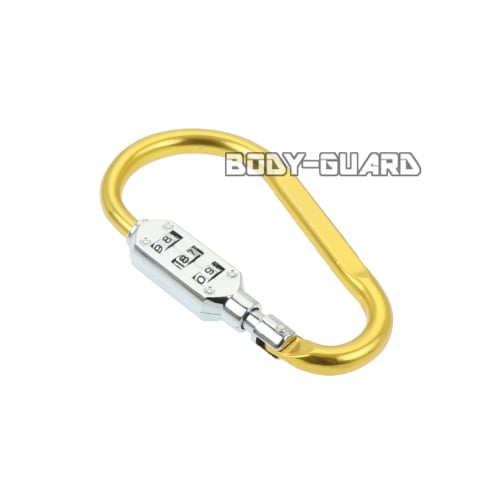 ダイヤルロック付きカラビナ　タイプ1　イエロー【ゆうパケット送料無料】