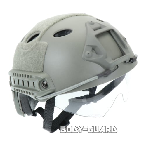 ファストヘルメット　ゴーグル付き　グレー