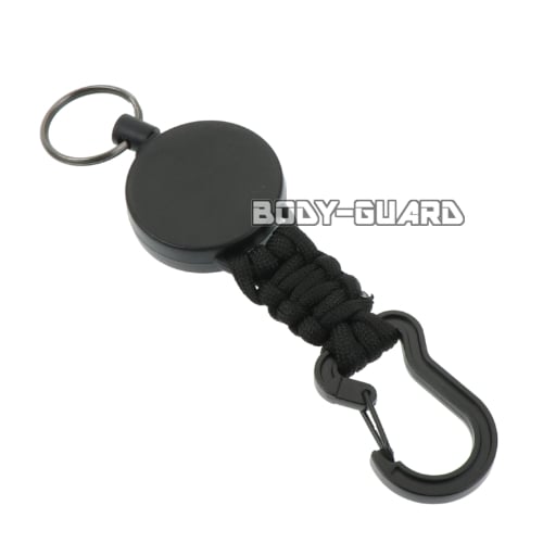 パラコード　カラビナリールキーホルダー　ブラック