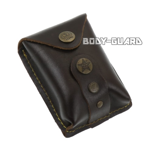 磁石付き　スリングショット玉用　合皮ケース　スクエア　ダークブラウン