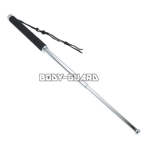 ガラス割り付　スチール警棒　「黒」紐巻きグリップ　26　シルバー