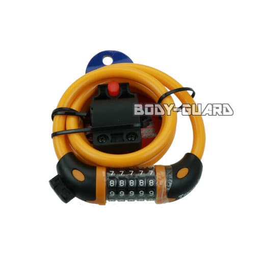 盗難防止　ワイヤーロック　ダイヤル式　5桁　オレンジ
