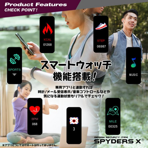 スパイダーズX 腕時計型カメラ 1080P 64GB内蔵 W-711