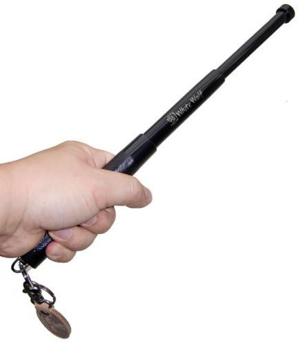 ホワイトウルフ 4140小型警棒 ブラック ホワイトウルフロゴ キー