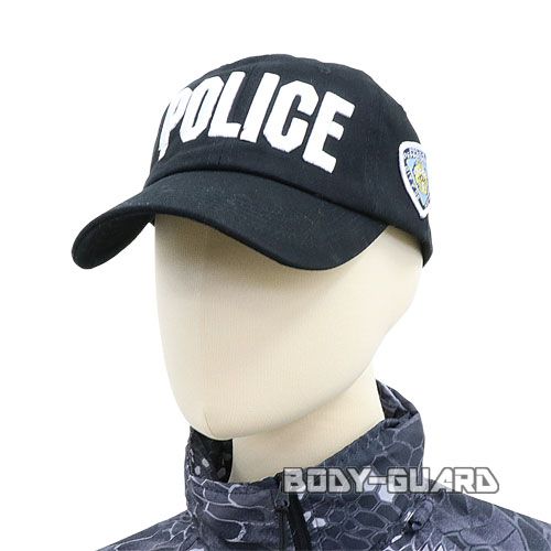 N.Y.POLICEキャップ ブラック ロゴ(白字)